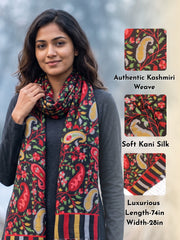 Red Kani Printed Soft Silk Unisex Stole 10077885