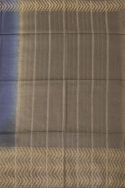 Navy Blue Semi Tussar Saree with Chevron Border 10078218