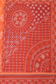 Rust Orange Chikankari Embroidered Kota Cotton Saree 10078107