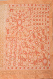 Peach Chikankari Embroided Kota Cotton Saree 10078110