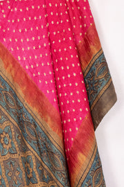 Pink Bandhani Ajrakh Printed Gajji Silk Dupatta 10072145