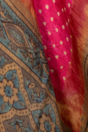 Pink Bandhani Ajrakh Printed Gajji Silk Dupatta 10072145