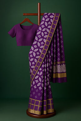 Purple Handwoven Gharchola Bandhani Modal Silk Saree 10075723