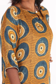 Rustic Yellow Ajrakh Printed Modal Silk Kurta 10062167