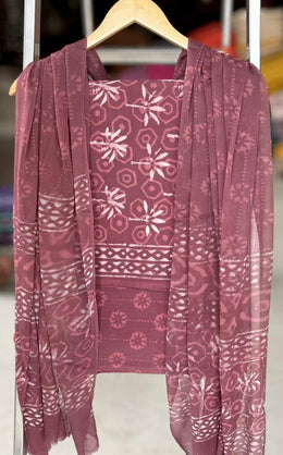 Pink 3 Piece Cotton Salwar Suit Material 10077145