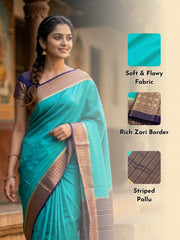 Blue Semi Mysore Crepe Silk Saree 10077809