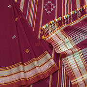Burgundy Handloom Bhujodi Cotton Saree 10062743