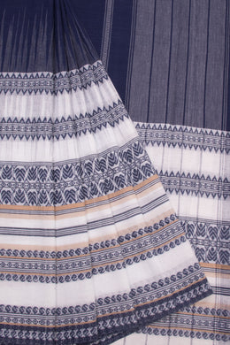 Blue Handloom Dhaniakhali Cotton Saree Without Blouse