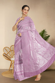 Pearly Purple  Kanjivaram Tissue Vegan Silk Saree 10075565