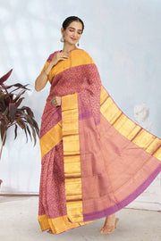 Turkish Rose Pure Zari Bridal Kanjivaram Silk Saree 10063060