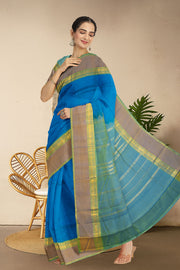Rich Electric Blue Kanjivaram Silk Saree 10075605
