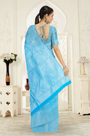 Bright Sky Blue Pure Zari Kanjivaram Silk Saree 10063070