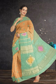 Kanjivaram Vegan Viscose Silk Brown Color Jute Style Finish 10075601