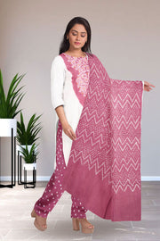 Mauve Bandhani Mirror Work 3 - Piece Salwar Suit Material 10075480