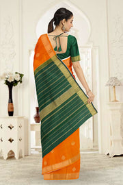 Pumpkin Orange Handloom Pure Zari Kanjivaram Saree 10062334