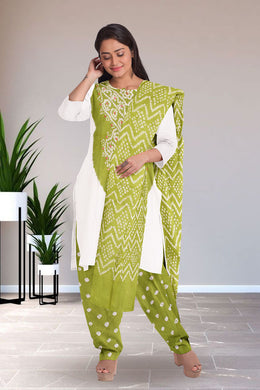 Green Bandhani Mirror Work 3 - Piece Salwar Suit Material 10075482