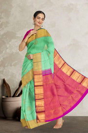 Aquamarine Green Pure Zari Jacquard Kanjivaram Silk Saree 10063078