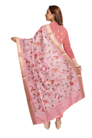 Pink 3-piece Banarasi Silk Salwar Suit Material With Printed Dupatta 10065494
