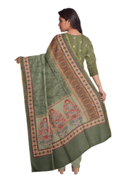 Sage Green Banarasi Silk 3-Piece Salwar Suit Material With Printed Dupatta 10065498