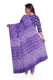 Violet 3-Piece Mulmul Cotton Salwar Suit Material 10070113