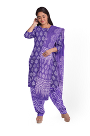 Violet 3-Piece Mulmul Cotton Salwar Suit Material 10070113