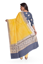 Blue 3-piece Banarasi Silk Salwar Suit Material 10070358