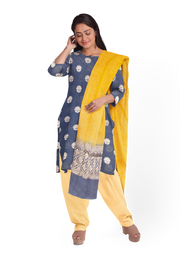 Blue 3-piece Banarasi Silk Salwar Suit Material 10070358