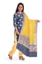 Blue 3-piece Banarasi Silk Salwar Suit Material 10070358