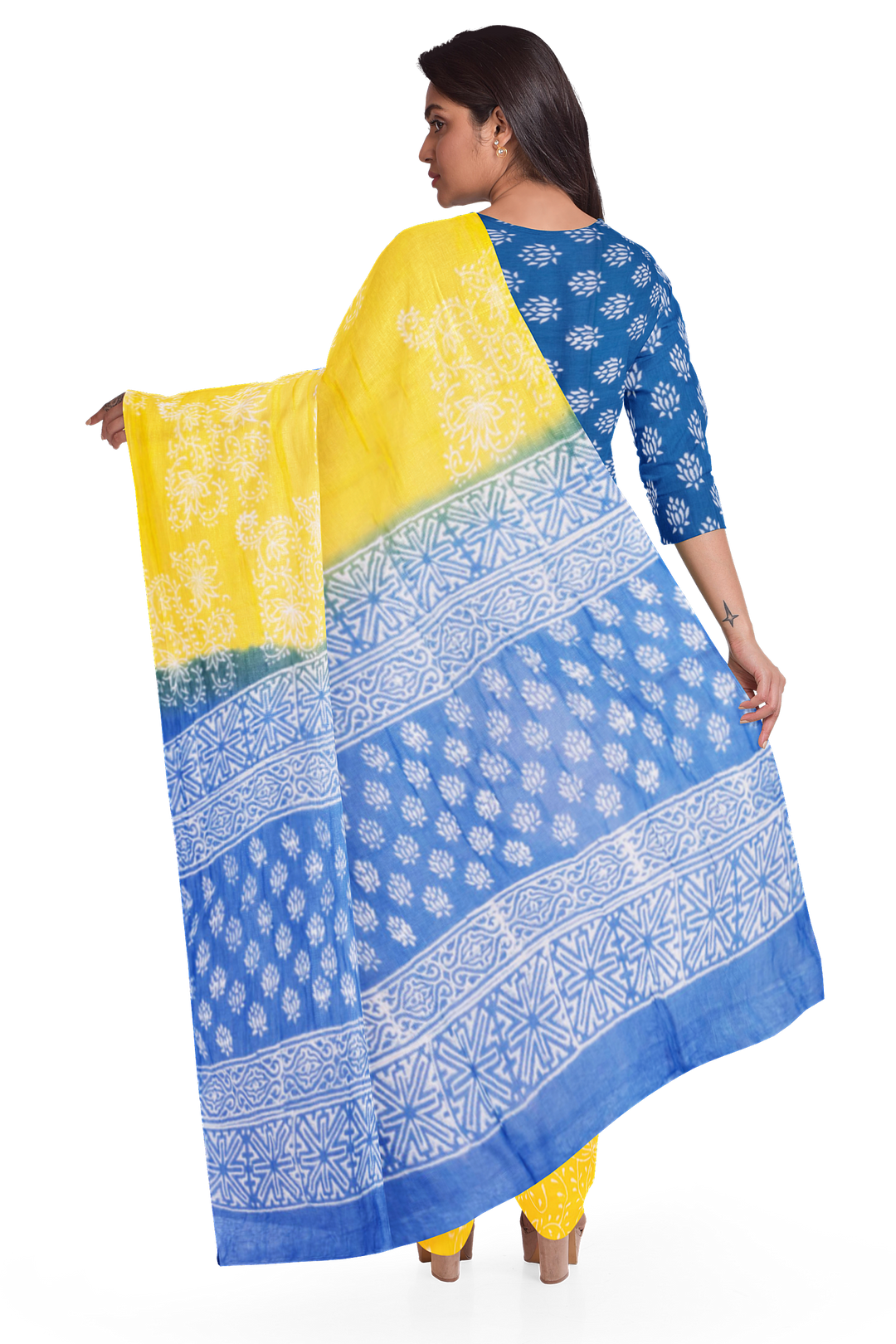 Blue 3-Piece Mulmul Cotton Salwar Suit Material 10070124