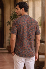 Ajrakh Cotton Men's Kurta With Front Pocket 10076893