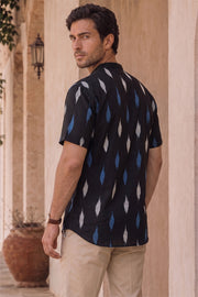 Ikat Cotton Men's Short Kurta With Front Pocket 10076947