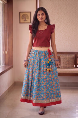 Printed Kalidar Cotton Skirt 10055166