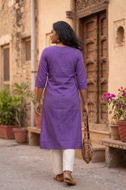 Purple Handcrafted Stripes Kurtas 10077460