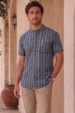Ajrakh Cotton Men's Short Kurta With Front Pocket 10076892