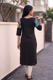 Black Batik Hand Painted Women Kurti 10077492