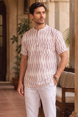 Ikat Cotton Men's Short Kurta With Front Pocket 10076946