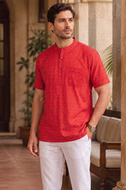 Ikat Cotton Men's Short Kurta With Front Pocket 10076950