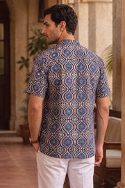 Ajrakh Cotton Men's Short Kurta With Front Pocket 10076894