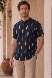 Ikat Cotton Men's Short Kurta With Front Pocket 10076947