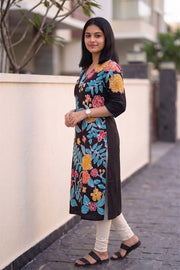 Black Batik Hand Painted Women Kurti 10077492