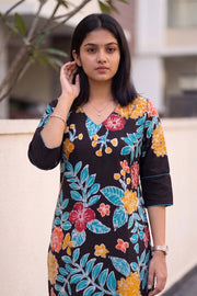 Black Batik Hand Painted Women Kurti 10077492