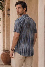Ajrakh Cotton Men's Short Kurta With Front Pocket 10076892