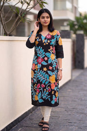 Black Batik Hand Painted Women Kurti 10077492
