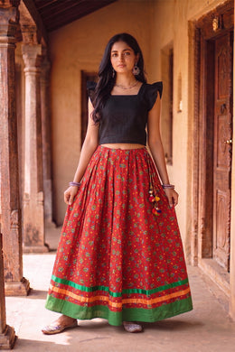 Printed Kalidar Cotton Skirt 10055168