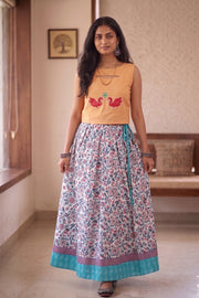 Ikat Block Printed Cotton Skirt 10077522