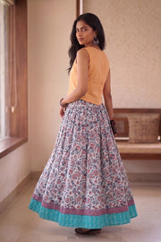 Ikat Block Printed Cotton Skirt 10077522