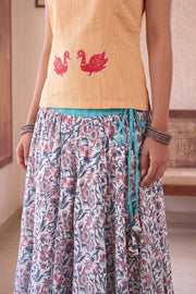 Ikat Block Printed Cotton Skirt 10077522