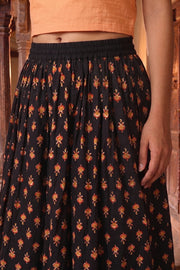 Ikat Block Printed Cotton Skirt 10077523