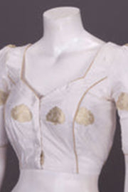 Cream Banarasi Katan Silk Blouse 10073411