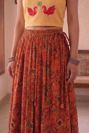 Ikat Block Printed Cotton Skirt 10077521
